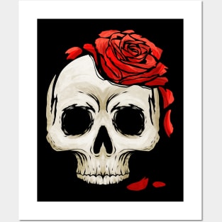 Skull with Rose Creepy but Funny Halloween Posters and Art